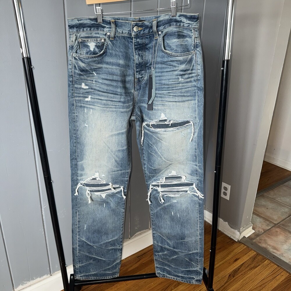 AMIRI MX1 Ripped Straight Leg Jeans Men Size 33 100% Authentic Receipt Included